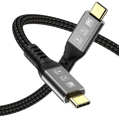 Angusplay Thunderbolt 4 Kabel 0.3M, Thunderbolt-Kabel 100W mit Typ C, USB C Datenkabel bis zu 40Gbps, TB4 Kabel Kompatibel mit Thunderbolt 4/3, USB4/3, Typ C für Mac MacBook Pro, externe SSD eGPU