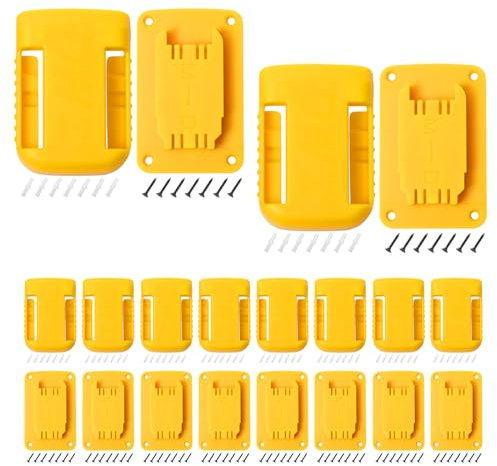 20pas Tool Holders and Battery Holder for Dewalt 20v Wall Mount Hanger Battery Drill Tool Storage Shelf for Milwaukee M18(Yellow)