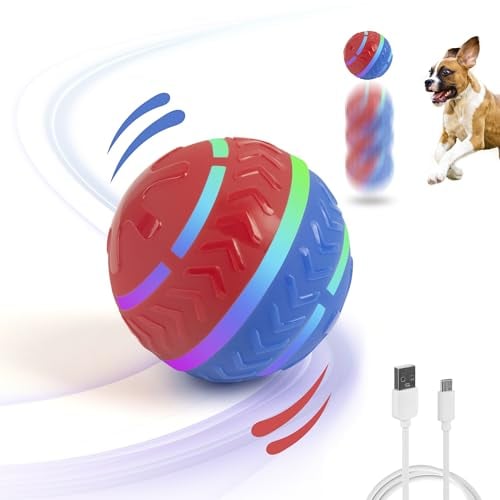 Pet Prime Interaktives Hundespielzeug, Interaktiver Spielball für Hunde mit USB Wiederaufladbar, Strapazierfähiger Magic Ball Hund mit LED-Leuchten, für kleine mittlere große Hunde