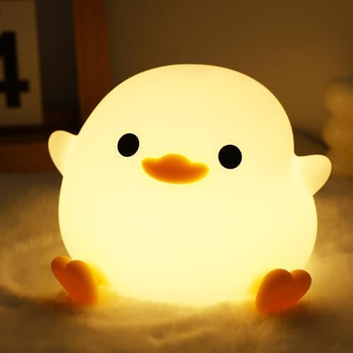 Ammonite DoDo Ente Nachtlicht, Niedliche Weiches Silikon Enten Lampe für Kinder, Wiederaufladbare LED Dimmbar Nachttischlampe mit 20 Minuten Timer, Geschenke für Jungen, Mädchen, Frauen