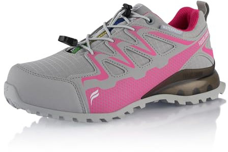 Fusskleidung® Damen Herren Wanderschuhe wasserdichte Trail Running Trekkingschuhe Grau Pink EU 40