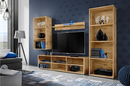Komodee®, Wohnwand Wohnzimmerset RTV Taranto Medio, Wotan, ohne LED, für Wohnzimmer, Schlafzimmer, Büro