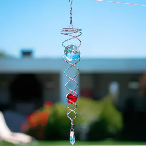 9 Zoll Windspirale, Crystal Twisters Klar, Windspiel Garten, Edelstahl Deko Windspirale, Windspiele für Draußen Hängend, Hängedeko Fenster Outdoor Gartendekoration