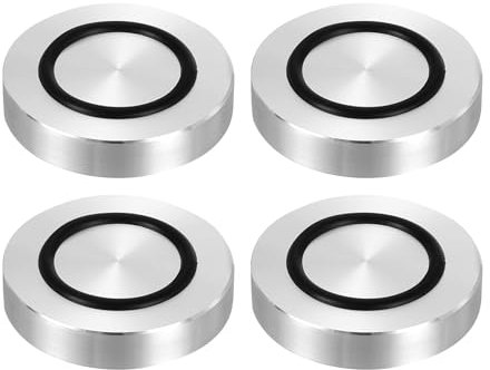 QUARKZMAN Filetage M8 45mm Dia 8mm Épaisseur Cercle en Aluminium Disque Adaptateur de Dessus en Verre 4pcs Patins de Pieds de Table Ronds Solides avec Anneau Caoutchouc Antidérapant