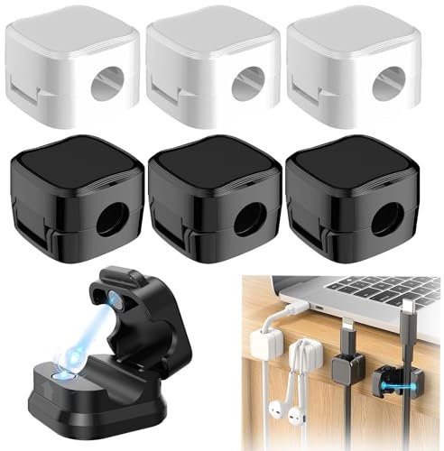 Soporte para cables autoadhesivo, 6 unidades, negro, cable de carga magnético, organizador de cables, organizador de cables magnéticos, soporte de almacenamiento