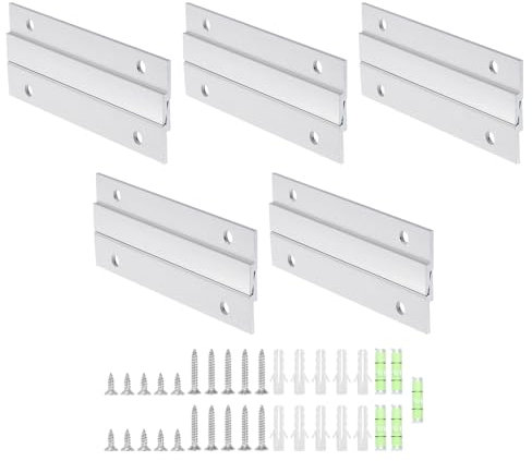 sourcing map Lot de 10 paires de crochets à taquet français pour photos, 10,2 cm en aluminium robuste en forme de Z, kit de fixation murale emboîtable pour accrocher un miroir et une étagère