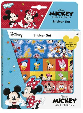 Totum Disney Mickey & Minnie Mouse Aufkleber inkl. Donald Duck, 3 Blatt und Spielhintergrund