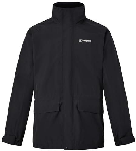 Berghaus Men's Cornice Interactive Gore-Tex Waterproof Shell Jacket | Durable Rain Coat | Breathable Waterproof Jacket, Black/Black, XL