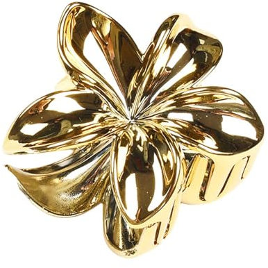 Pince à cheveux élégante en forme de fleur de Plumeria dorée/argentée | Pinces à cheveux de grande taille et de petite taille pour cheveux épais et fins Accessoires de coiffure (Or, One Size)