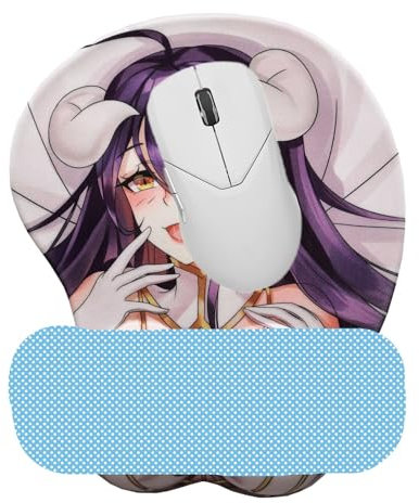 Fonyellpad Overlord Albedo Reizvolles Karikatur-Mädchen 3D große Silikon-Handgelenk-Rest-Stützmausunterlage-Matten-Spiel Mousepad Anime Gaming Mauspad