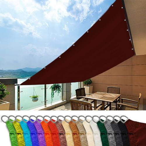 Balkon Sonnenschutz Sichtschutz 1.2x7.5m Wasserdicht Markisen Oxford Tuch Baldachin für Garten Strand und Camping Weinrot