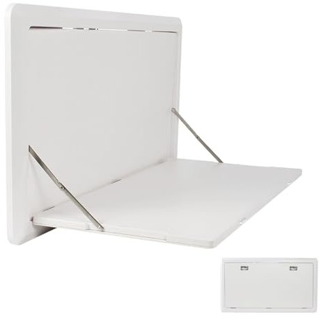 LYUCAYHQ 80 cm Wandklapptisch für Wohnmobile, RV-Tische mit LED-Beleuchtung, Klapptisch für Wohnmobile mit Doppelverriegelung, für Wohnwagen, Transporter, Wohnmobile, Weiß