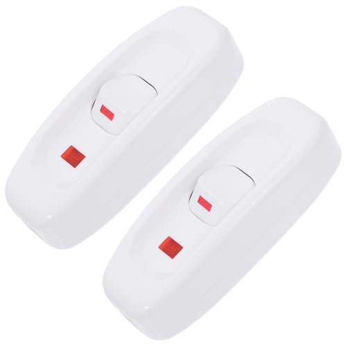 KONTONTY Beleuchteter Lichtschalter 10a Elektrischer Inline Schalter 2 Stück mit Kontrollleuchte aus PC und ABS für Hausgebrauch für Schreibtisch und Nachttischlampen