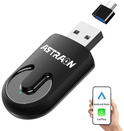 Adaptador inalámbrico CarPlay y Android Auto 2 en 1 – Mini dongle USB Plug & Play, Compatible con Coches a Partir de 2016+, conexión Estable, diseño Ultra Compacto