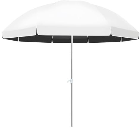 KXWOQ3ED Parasol de Jardin Rond, 180/200/240 cm Parasol de Table Extérieur Portable, Hauteur Réglable, UPF50+ Parasol de Pique-nique pour Plage, Patio, Terrasse(White,180cm/6ft)