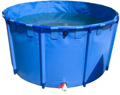Piscine ronde en plastique de 3, 4, 5, 6, 7, 8, 10, 11, 13 pi, pour enfants, adultes et chiens, réservoir hors sol bleu - Grand bassin d'aquaculture pour poissons (dimensions : 3 x 0,8 m - 5 pi)