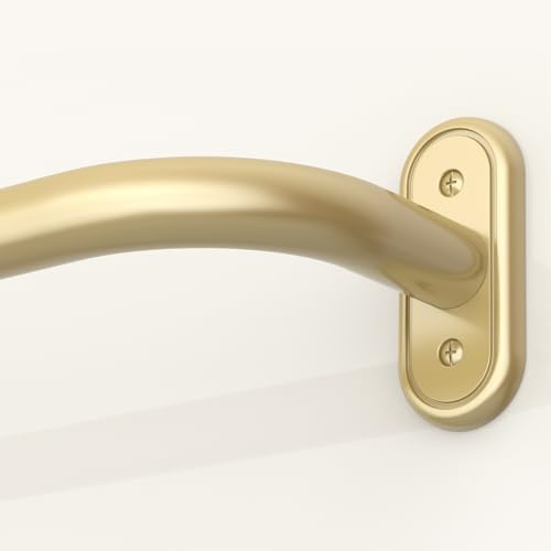 JRZOO Gardinenstange zum Umwickeln, goldfarben, strapazierfähig, für Fenster, 168 bis 308 cm, 2,5 cm, dekorative Raumverdunkelung, gebogen, moderne Gardinenstange (Gold/einzigartiges Design/komplett
