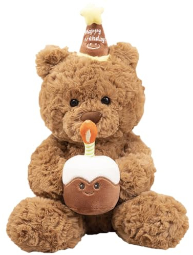 SKIPTHYBER Teddy Bear Plüschtier Cartoon Kuscheltier Plüsch Teddy mit Kuchen und Hat Kuscheltier Spielzeug Dekozimmer Kissen, Soft Cuddly Friends, Plüschteddy Schmusetier Plüschtier 30 cm