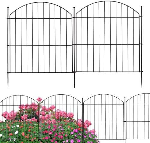 zycBernoi New Garden Animal Barrier 24in (H) x20ft (L), 10 Pack Arched Rustproof Metal Fence, No Dig Border Fence for Rabbit Dog, Outdoor Decor