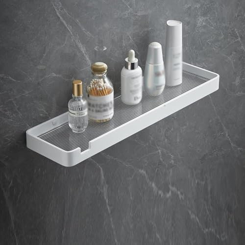 Mensola angolare da doccia, in acrilico, montaggio a parete, per bagno, cucina e spezie, 45 cm, colore bianco (A,45 cm)