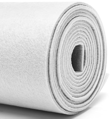 DIY Filz stoff 40cm x 250cm - 3mm Stärke Bastelfilz in Einzelfarben – Filzstoff meterware Für filzmatte，taschenfilz,filzmatte,Polster, Autoteppiche,Untersetzer-nadelfilz 3mm stark-weiß filz