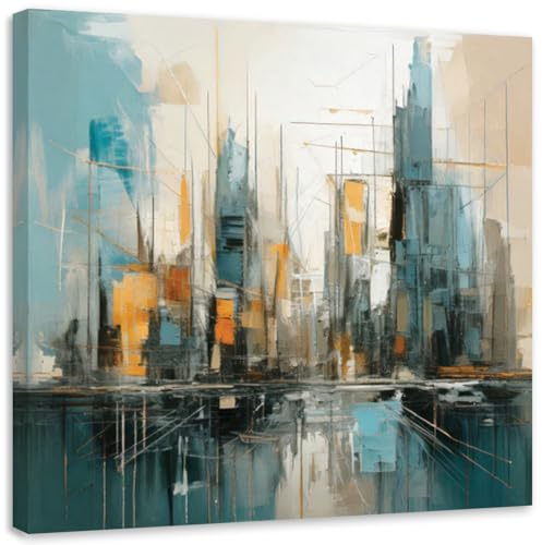 Feeby Bild auf Leinwand - Wandbilder Wohnzimmer Aesthetic - Architektur Stadt Minimalismus - 60x60 1tlg - Schlafzimmer Wandekoration - Bilder Zimmer - Living Room - Deko Wandbilder - Moderne Bild