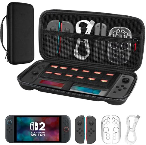 Yeecka Etui pour Nintendo Switch 2 Model (2025), Housse Rigide Case avec 12 Cartouches de Jeux, Slim Pochette Transport Boîtier Voyage für Console, pour Nintendo Switch 2 Dernier Modèle 2025