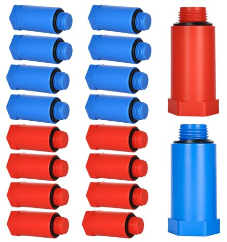 Junrvivy 20 Stück Baustopfen 1/2 Zoll, Kunststoff Rohrstopfen mit Dichtung, Komplett aus PPR-Kunststoff, Rohrverschluss für Wasserleitung Installation, Abdichtung Stopfen, 10 Rot 10 Blau