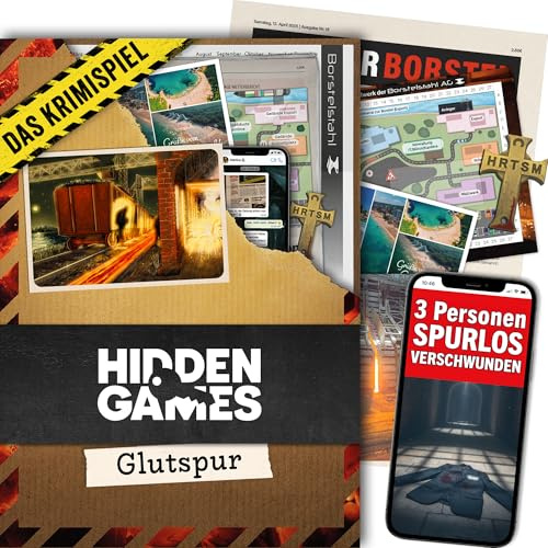 Hidden Games Tatort – Glutspur – Krimispiel | Im Stahlwerk verschwinden Mitarbeiter spurlos. Krimispiel, echte Indizien, Audio & Web. 1-6 Spieler, ab 14 Jahren