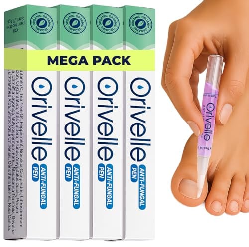 Orivelle Toenail Care Pen - Extra Strength Toe Nail Remedy - Professional Nail Solution for Fingernail with Tea Tree Oil (Pack of 4)