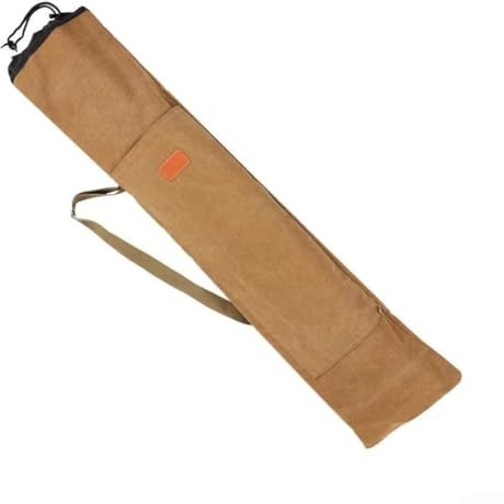RemixAst Waterproof Canvas Fishing Rod Bag 140cm Large Capacity Tackle Storage with Foldable Portable Design and Elastic Closure for Organizing Umbrellas Rods Nets Outdoor Angling Trips(Brown 1.4M)