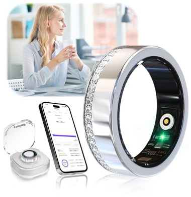 XSWCCJJ 10. Gen Diamant Smart Ring und Kabelloses Ladeetui【Branchennummer 1 – 0 Messfehler】 2025 Fitness Tracker zur Schlafüberwachung, Tragbarer SpO2-Smartring für Android und iOS, Silver 11#