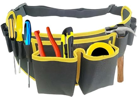Tool Belts for Men Construction Adjustable Technician Waist Bag | Utility Waist Pouch for Electricians Carpenters Mechanics Plumbers Gardeners Welders Woodworkers Handymen Home Workshop