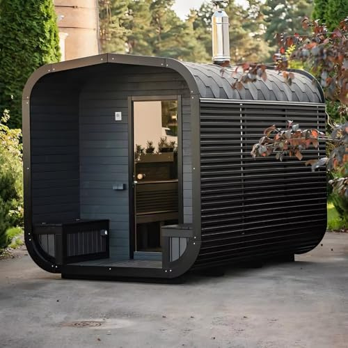 Geräumige Außensauna für 4 Personen, traditionelle elektrische Sauna, Zedern-Sauna-Raum mit Schnellheizsystem, perfekt für Hinterhof, Terrasse, Familienentspannung