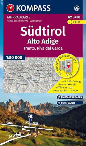 KOMPASS Fahrradkarte 3420 Südtirol / Alto Adige, Trento, Riva del Garda (4 Karten im Set) 1:50.000: mit allen Hauptwegen, Radfernwegen und Mountainbikewegen