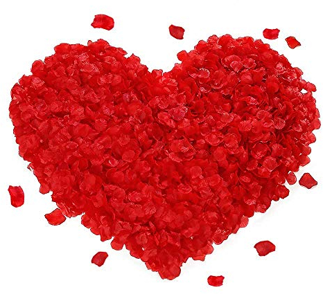 FYSL 1000 Stück Rosenblüten Künstliche Gefälschte Rosenblätter für Hochzeit Party Dekoration und Romantische Atmosphäre(Rot)