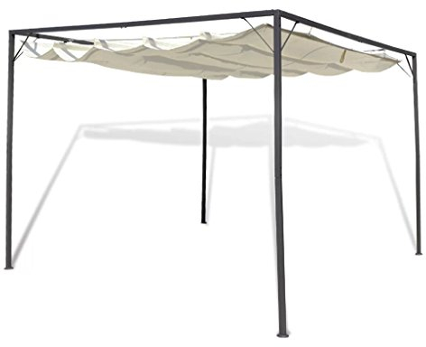 Tidyard Pergola mit Ausziehbarem Dach Pavillon Sonnenschutz Gartenpavillon Überdachung Terrasse Gartenzelt Anthrazit 3 x 3 x 2,3 m