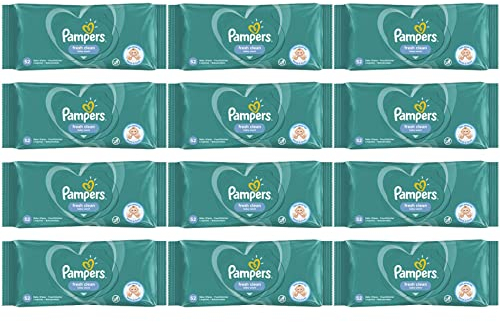 156-624 x Baby Wet Wipes PAMPER'S Sensitive Soft Gentle Fresh Babies No Fragrance Unscented Newborn Nappy (12x Fresh Clean PAMPERS Packs (624 Wipes))