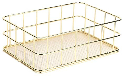 Gold-Aufbewahrung Körbe, Gold-Metall Korb Golden Eisen-Speicher Korb Multifunktion Aler Maschendraht-Desktop-Speicher-Organizer für Desktop-Wohnzimmer Badezimmer (S)