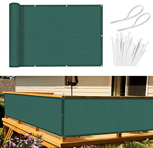 Sunnylaxx Brise Vue Balcon Paravent de Balcon de Jardin 100x400 cm HDPE 185g/㎡ résistant au Vent et aux UV, avec Trous et Serre câbles Vert foncé
