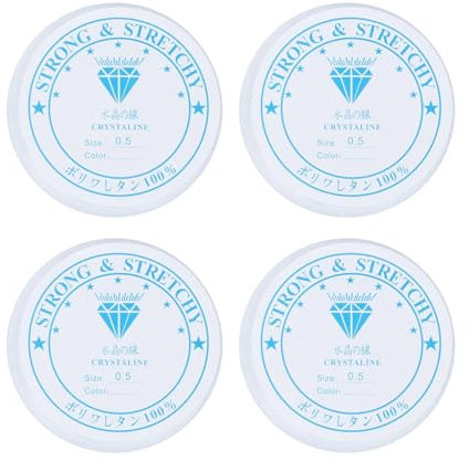 Clear Elastic Thread,4 Rolls Elastic String for Bracelet Making,Crystal Elastic String,Durable Strong Bead Thread,Bracelet Elastic Cord for Jewellery Making & DIY Necklaces&Crafts(0.5mm*13m)