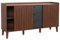 Mendler Sideboard HWC-M48, Commode, Porte coulissante Compartiment de Rangement, MDF 81x150x40cm - Aspect Noyer, tiroirs Gris foncé