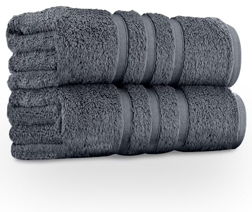 GC GAVENO CAVAILIA Premium Jumbo Bath Sheet 2 Pack - 100% Ring Spun Cotton Towels Bath Sheet - Highly Water Absorbent & Quick Dry Extra Large Bath Sheets - Soft Hotel Quality Bath Towel - Charcoal