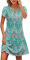 Zeagoo Womens Sundress Short Sleeve Floral Tunic Dress with Pockets Round Neck Cotton Dress Summer Tshirt Dresses Green M