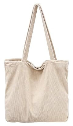 Svnqney Tote Bag Damen Handtasche Große Cord-Tragetasche Shopper Umhängetasche BAG05-beige