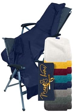 Marie´s Home Frottee - Schonbezug für Gartenstuhl und Gartenliege Gartenliegenauflagen 70x200 für Campingstuhl Campingliege Klappstühle Saunaliege Strandliegen Poolliegen, 70 x 200 cm, Navy