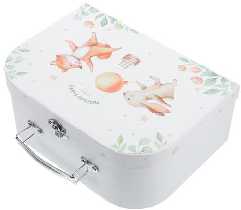 Selbstgemacht Kinderkoffer Kleine Aufbewahrungsbox Weiß aus Papierkarton | Dekorativer Koffer, für Party Aktivitäten, Legierungselemente, Praktisches Design