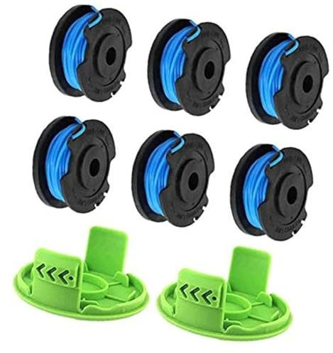 MKVAXR Bobine de Fil de Coupe-Bordures Greenworks, diamètre 1,65 mm, Longueur 4,9 m, for Greenworks, 24 V G24LT, G24LTK2, G24LT30M, G24LT30MK2 (6 bobines + 2 couvercles) Bobine pour Coupe-Herbe