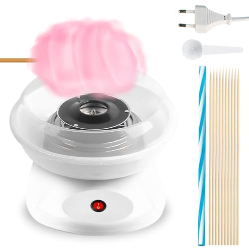 Macchina per Zucchero Filato Professionale, 27cm Zucchero Filato Macchina con Design Retro, Cotton Candy Machine 450W per Feste, Compleanni, Casa, Bianco