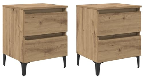 vidaXL Bettkommoden 2 Stück Artisan Eiche Nachttisch 40X35X50 cm für Schlafzimmer Aufbewahrung
